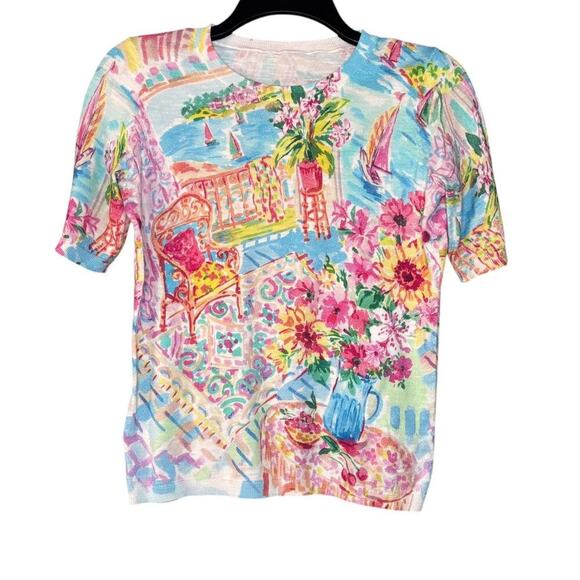 Modern Art French T-Shirt Expressionist Painting Flowers Windowsill French - Picture 1 of 4